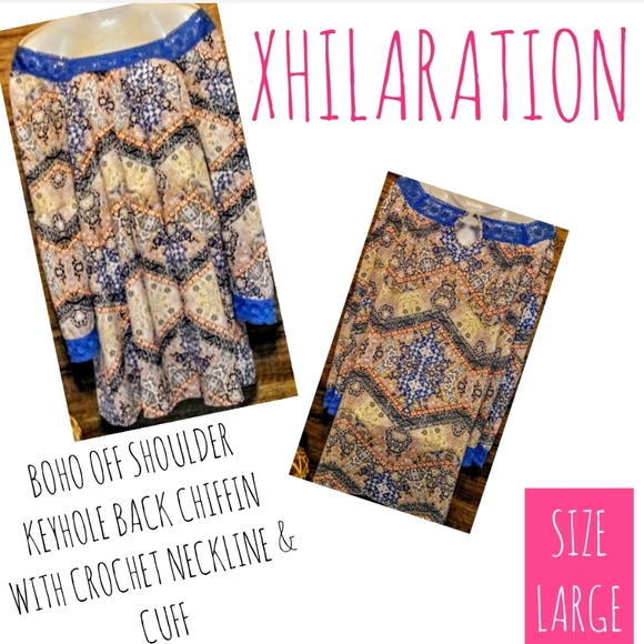 Xhilaration Dresses & Skirts - Xhilaration Dress Size L Bohemian Off Shoulder
